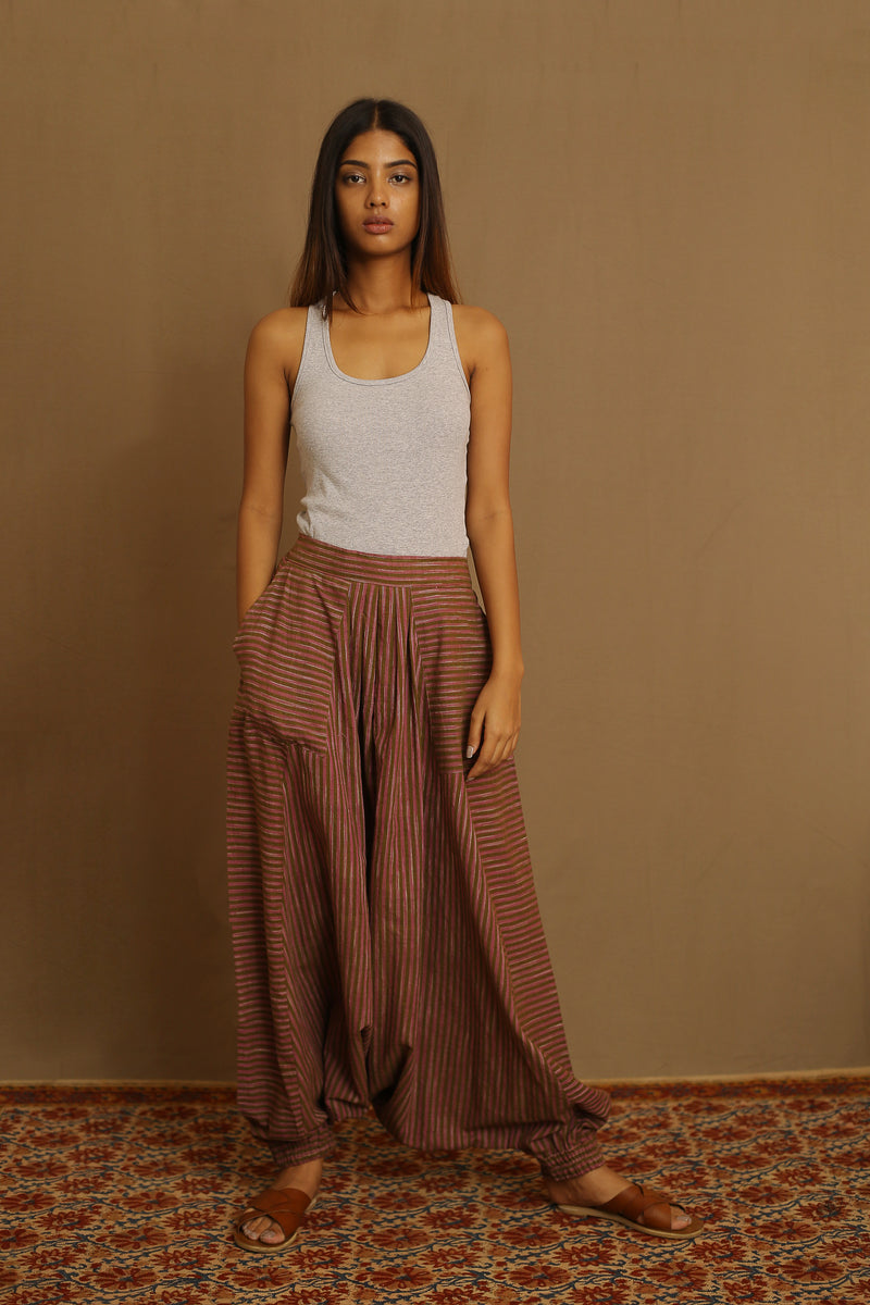 Brown & Pink - Drop Crotch Pants