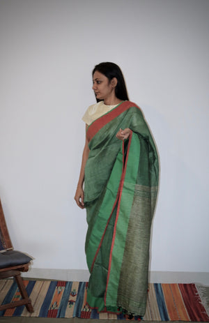 SAGE GREEN LINEN SAREE