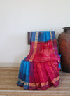 BLACK & BLUE BORDER LINEN SAREE