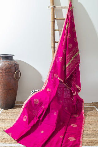 WHITE & BLUE LINEN SAREE