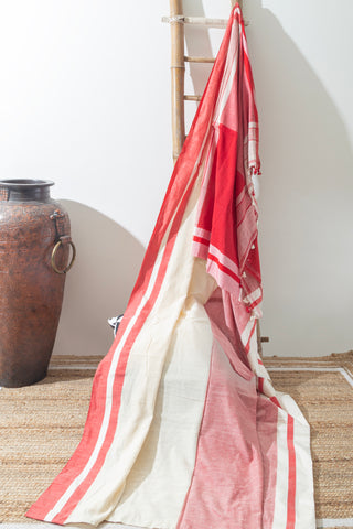 WHITE & BLUE LINEN SAREE